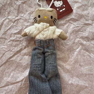 Hello Kitty Plush Keychain in White Sweater and Denim